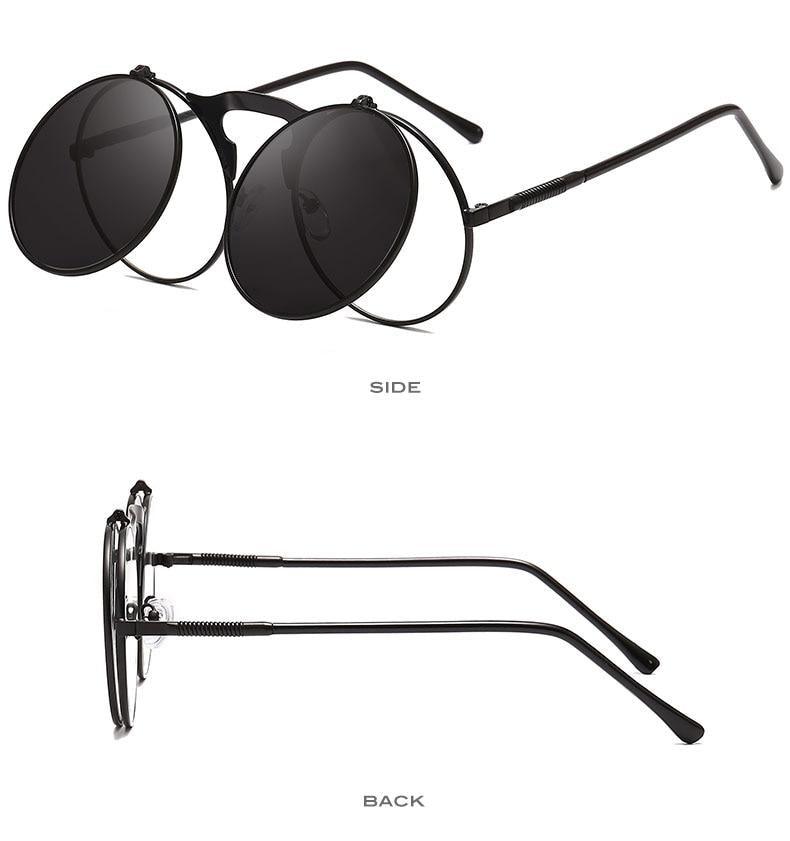 Steampunk Flip-Up Sunglasses with Alloy Frame for Unisex