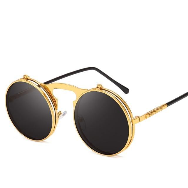 Steampunk Flip-Up Sunglasses with Alloy Frame for Unisex