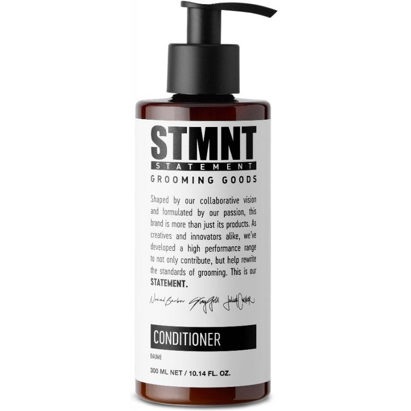STMNT Conditioner 10.14 oz bottle featuring activated charcoal and signature citrus-lavender scent.