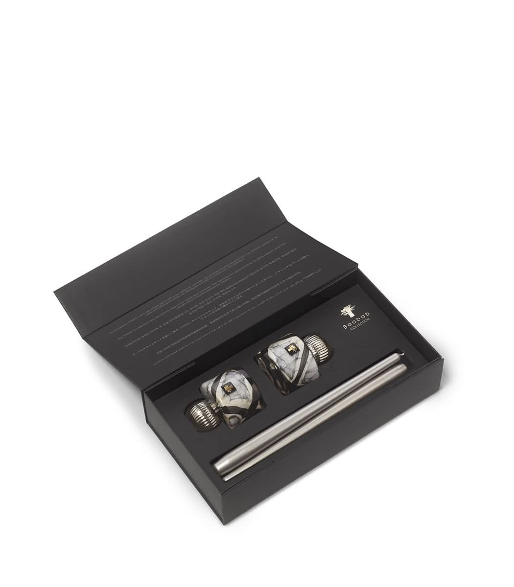 Stones Marble Twins Candle Holder Set