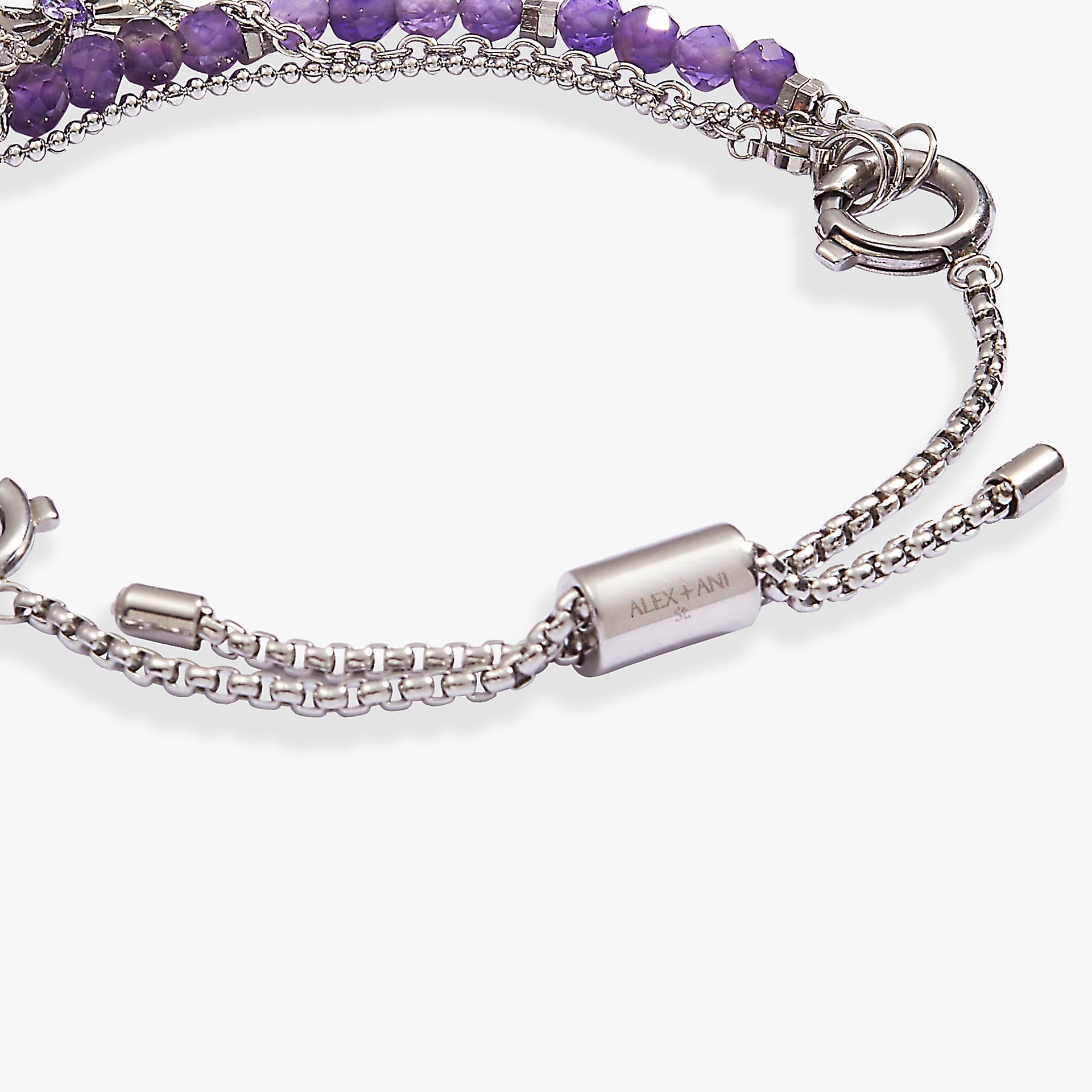 Butterfly Stranded Charm Bracelet Set with Violet Crystal Accents