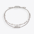 Two-row Faith Stranded™ bracelet set featuring a Faith plate with CZ stones and cross charms