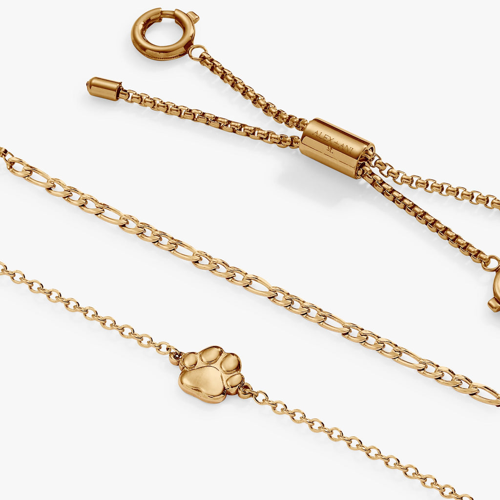 Paw Print Stranded Chain Bracelet Set for Pet Lovers