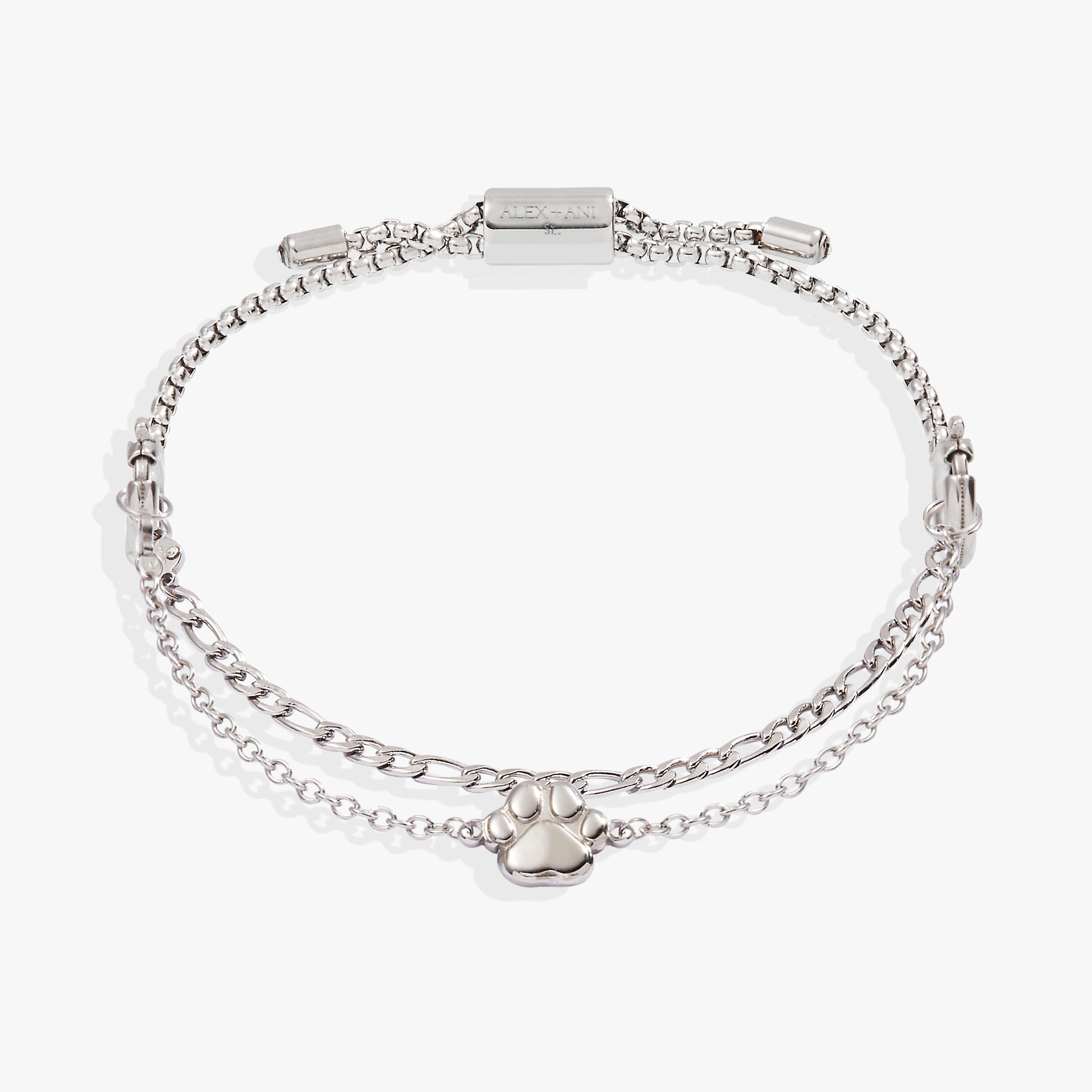 Pet-inspired bracelet set featuring a delicate paw print charm and an accent chain.