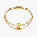 Alex And Ani Peace Stranded Bracelet Set with in-line peace sign charm and Peace plate on delicate chain