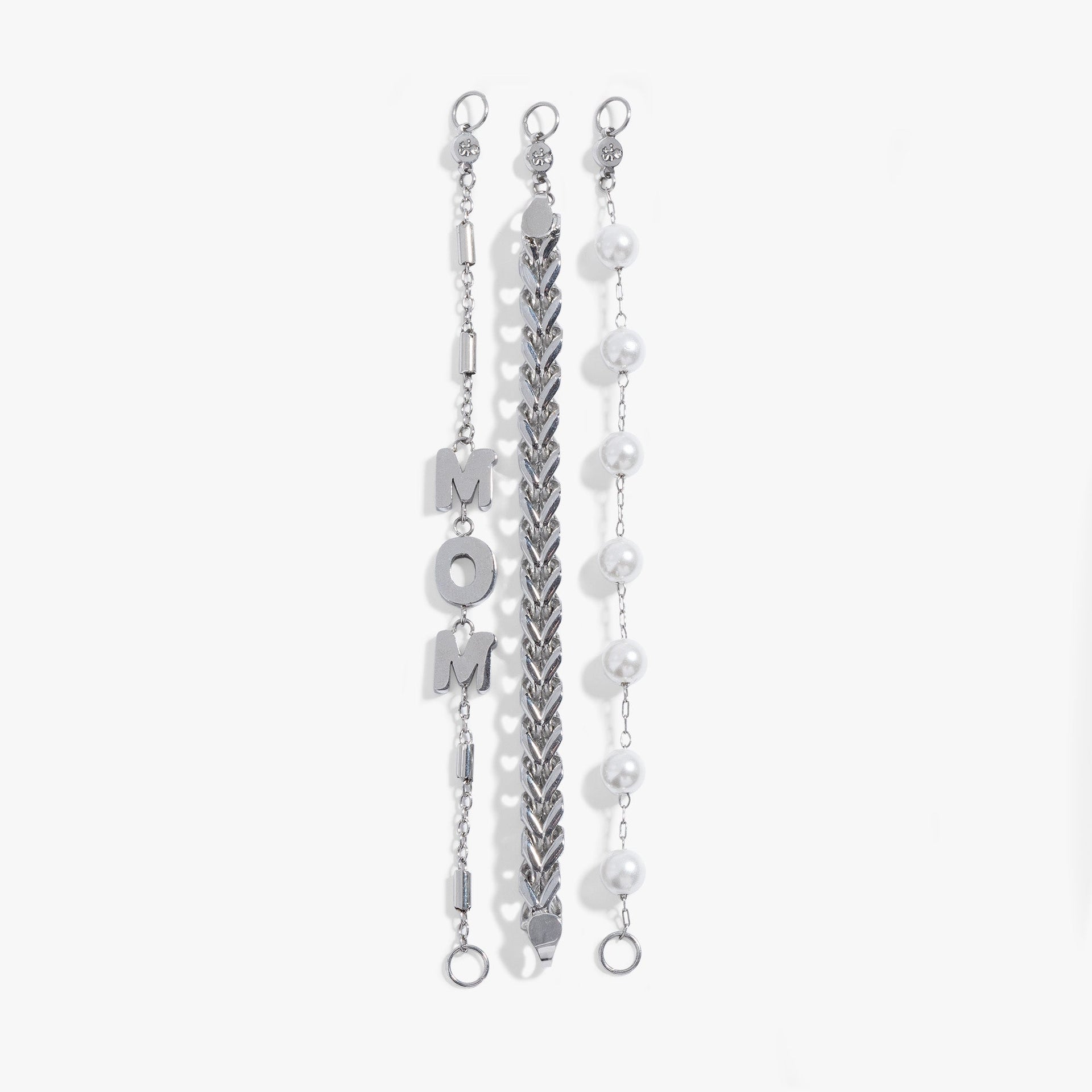 Mom Pearl Stranded Bracelet Set in Gold and White