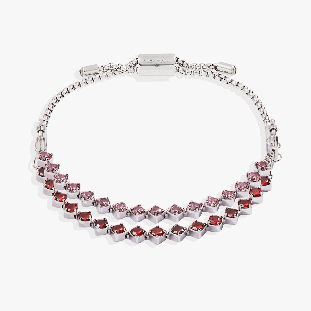 Ruby Luster Stranded Bracelet set with diamond-shaped garnet and rhodolite colored cubic zirconia crystals