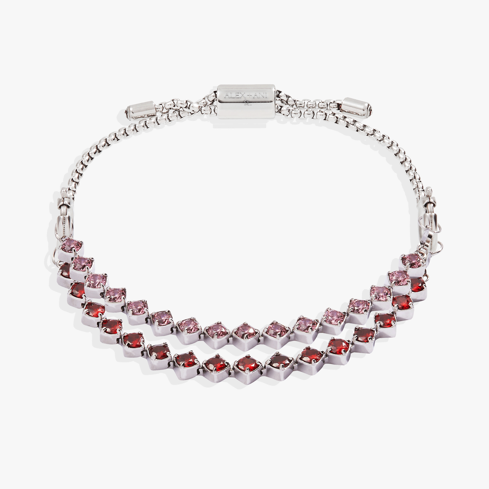 Ruby Luster Stranded Bracelet set with diamond-shaped garnet and rhodolite colored cubic zirconia crystals