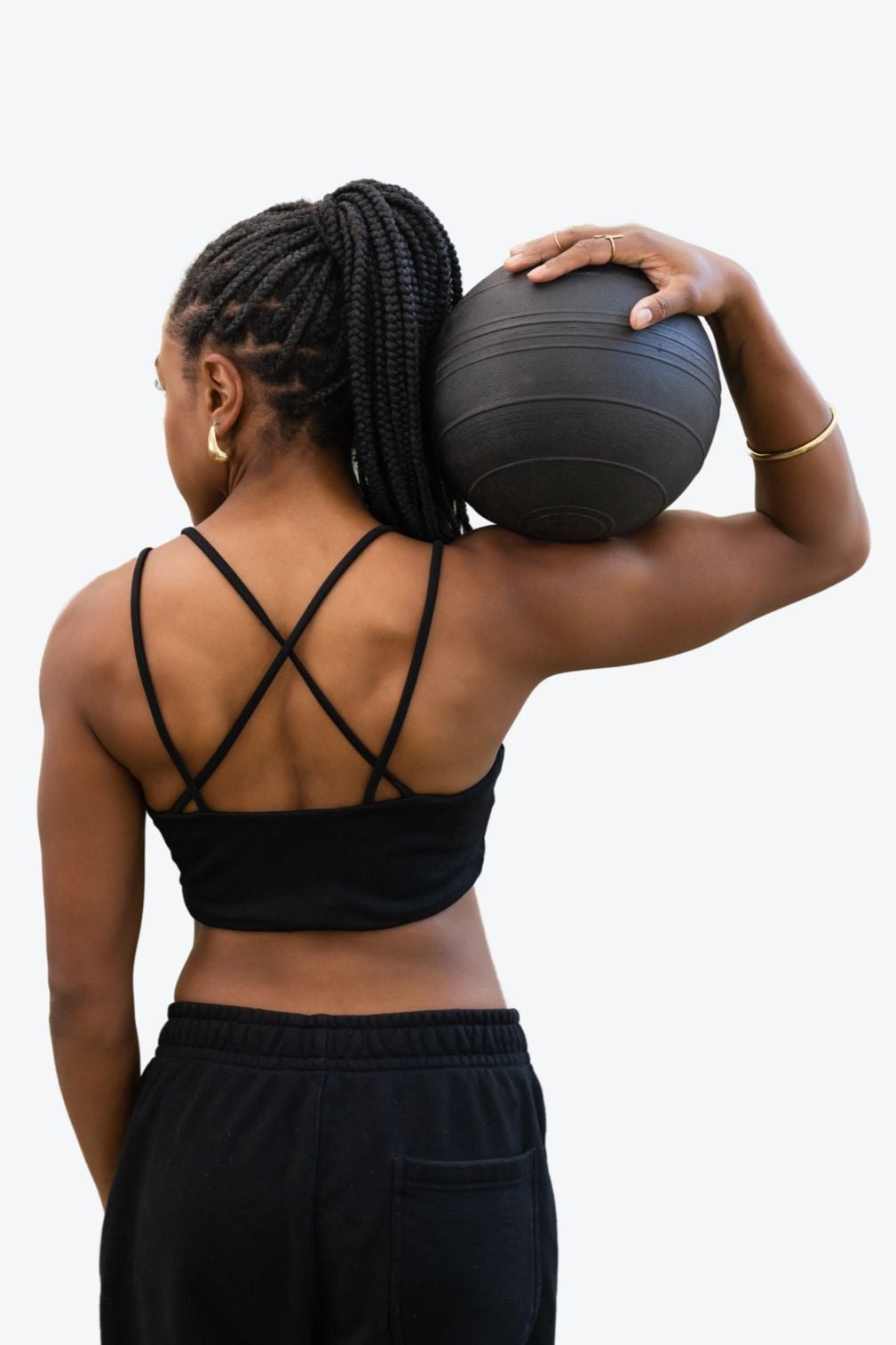 Stratos Black Sports Bra With Supportive Crossback Straps
