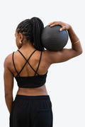 Stratos Black Sports Bra With Supportive Crossback Straps