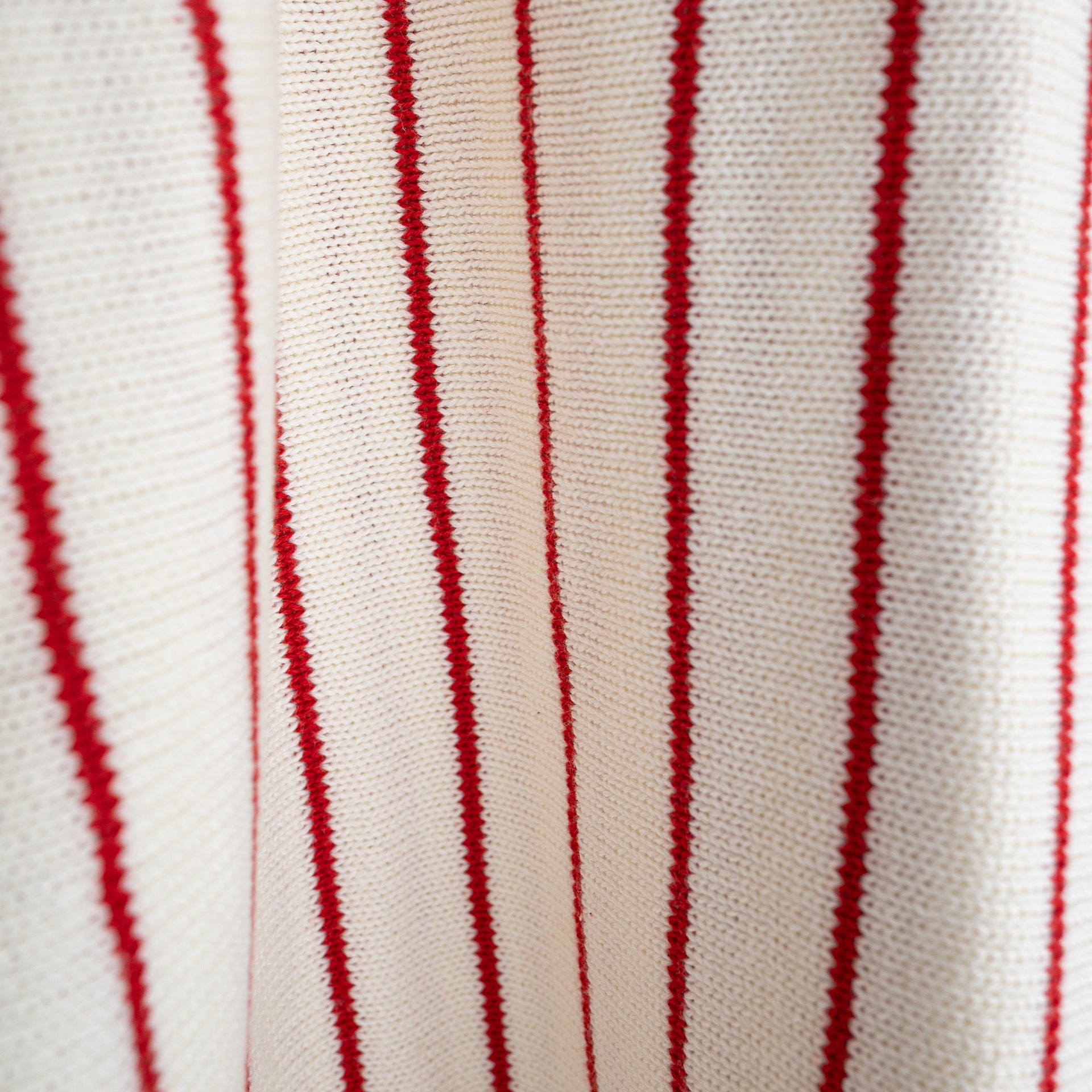 Unisex Knit Romper in Off-White and Red Pinstripe
