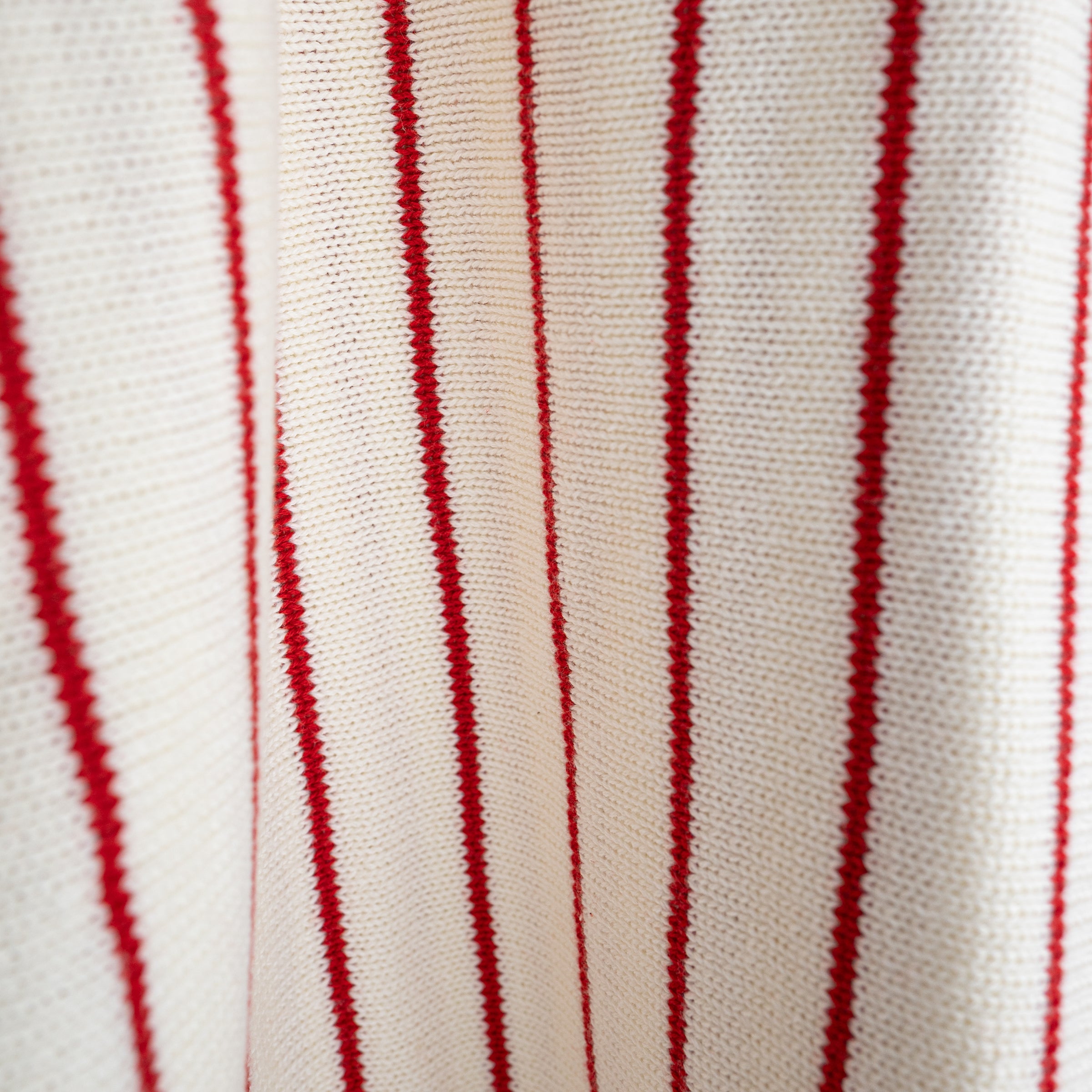 Unisex Knit Romper in Off-White and Red Pinstripe