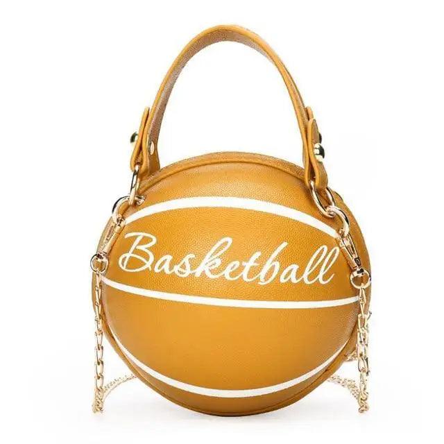 Pink Basketball Shape Crossbody Bag with Detachable Chain Strap