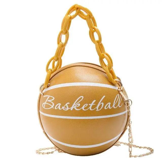 Pink Basketball Shape Crossbody Bag with Detachable Chain Strap