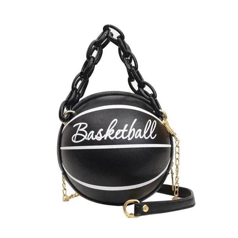 Pink Basketball Shape Crossbody Bag with Detachable Chain Strap