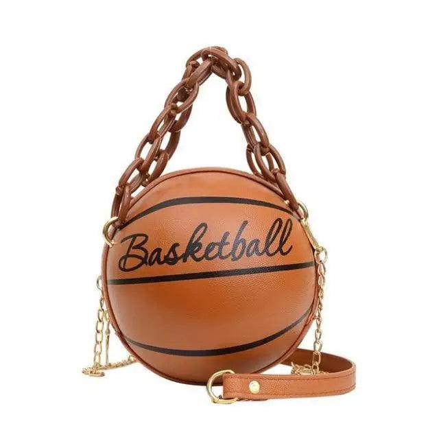 Pink Basketball Shape Crossbody Bag with Detachable Chain Strap