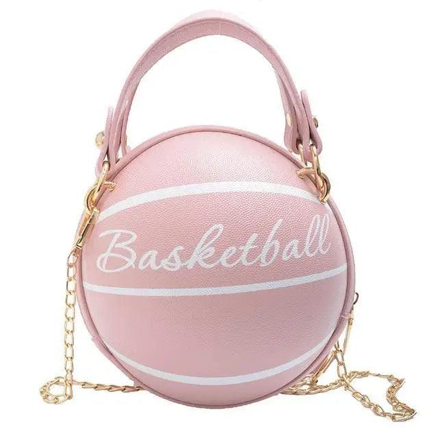 Pink Basketball Shape Crossbody Bag with Detachable Chain Strap