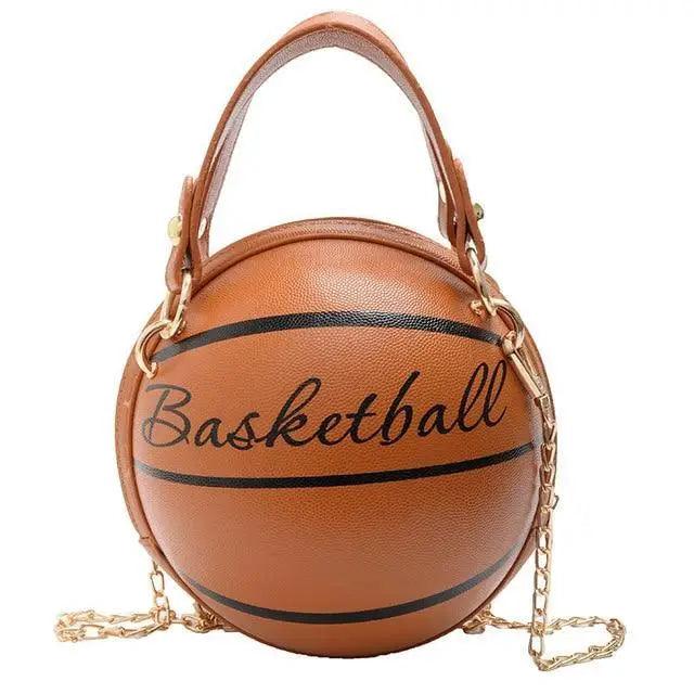 Pink Basketball Shape Crossbody Bag with Detachable Chain Strap