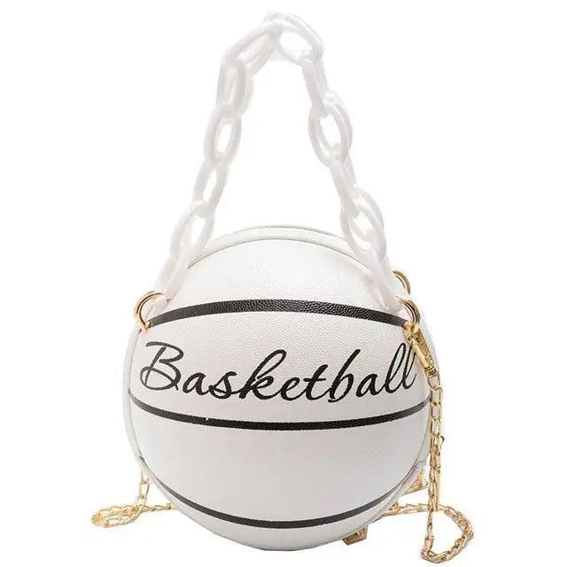 Pink Basketball Shape Crossbody Bag with Detachable Chain Strap