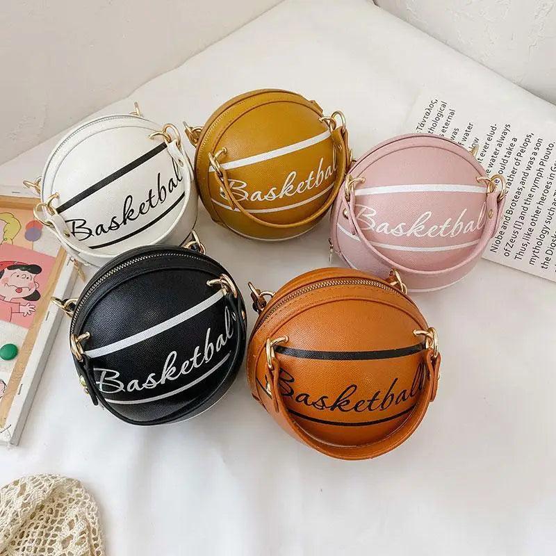 Pink Basketball Shape Crossbody Bag with Detachable Chain Strap