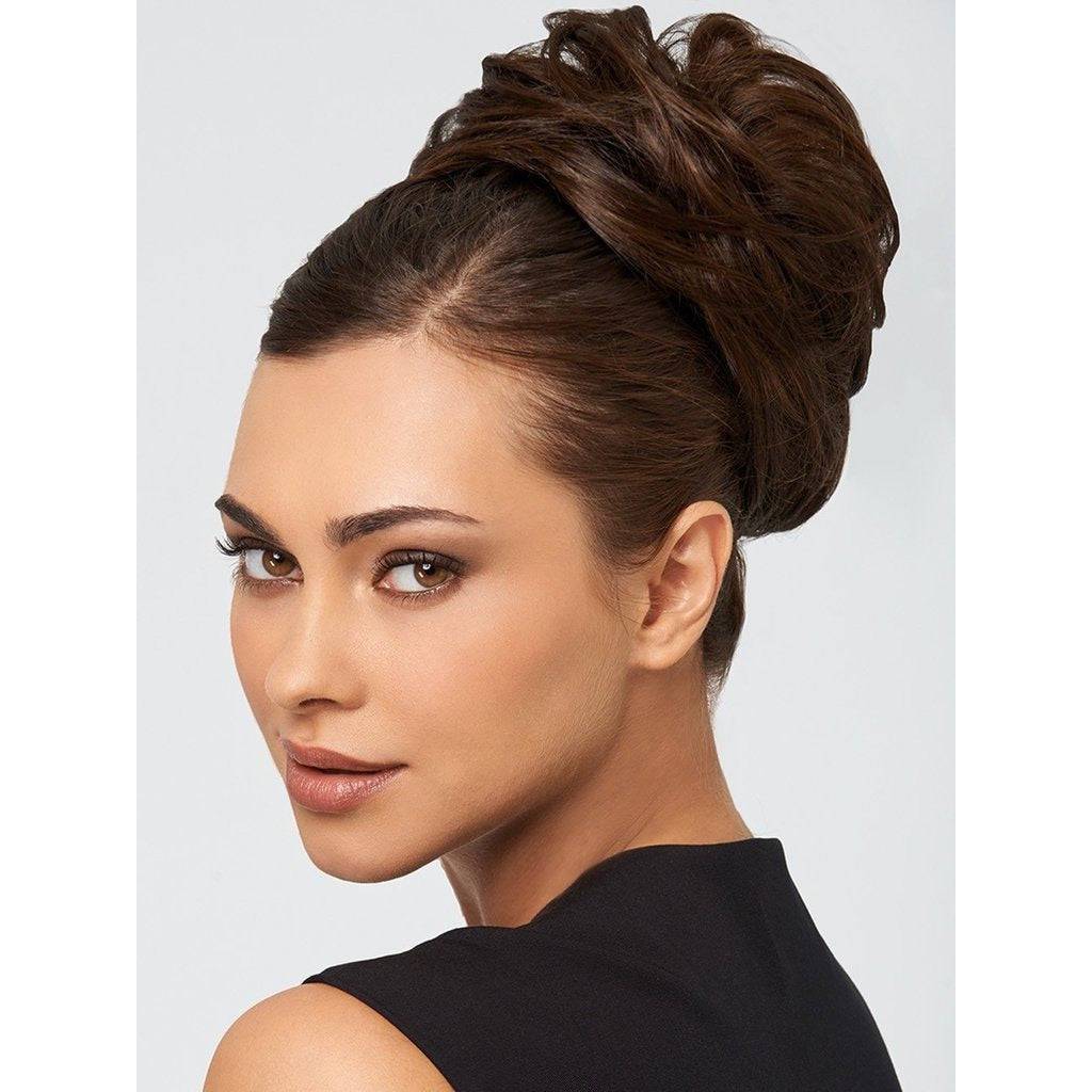 An elegant Style-A-Do brown wrap hairpiece designed for professional-looking chignon updos