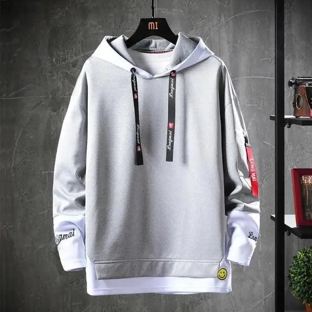 Men's Hip Hop Streetwear Cloak Hoodie with Irregular Hem