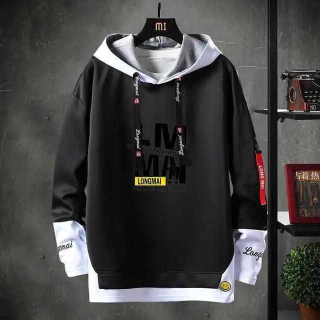 Men's Hip Hop Streetwear Cloak Hoodie with Irregular Hem
