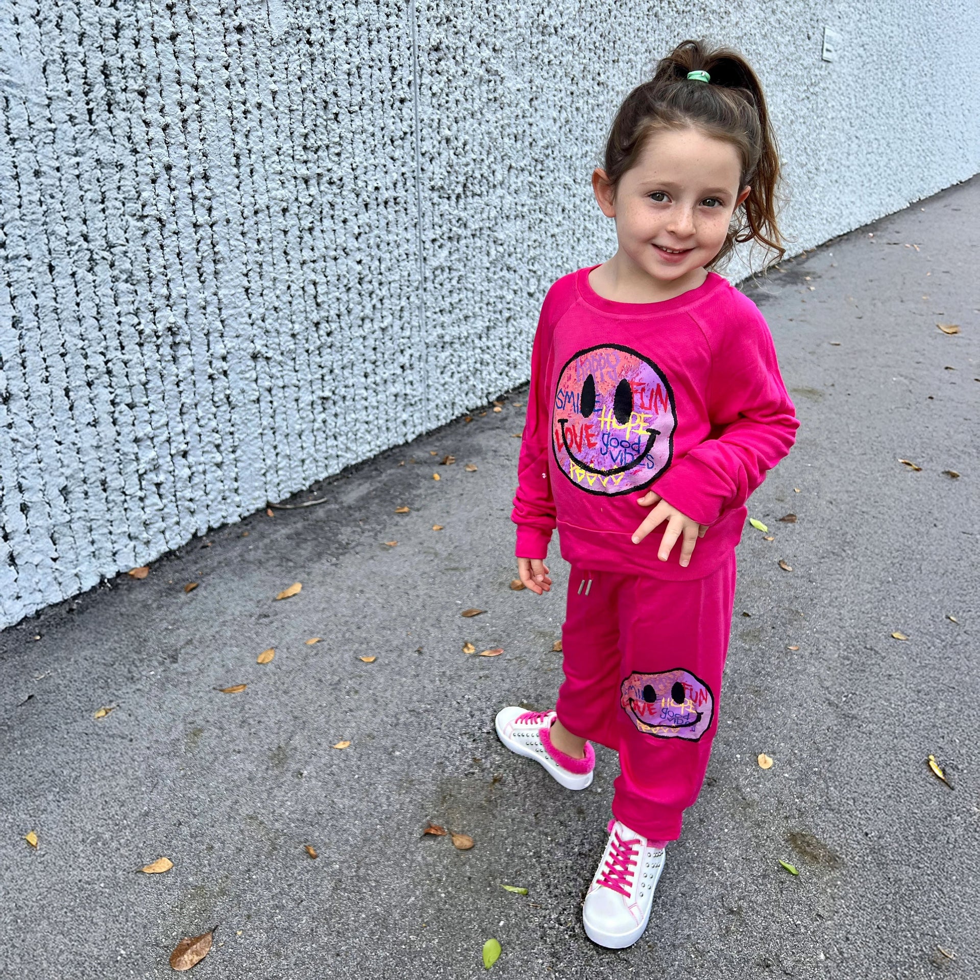 White Studded Slip On Sneaker with Hot Pink Fleece Trim - Image 8