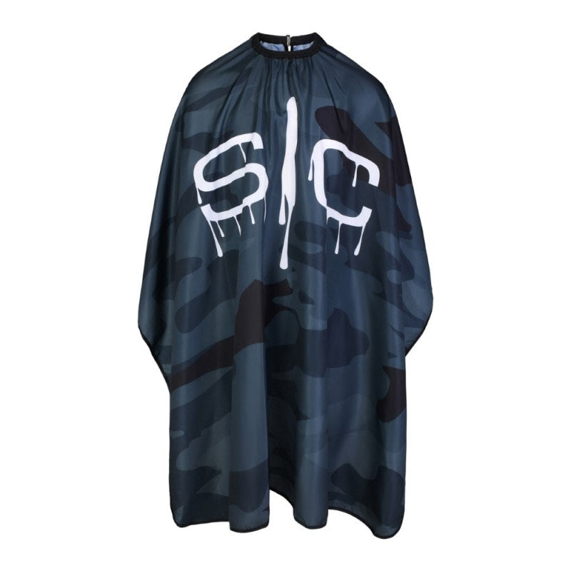 Professional black camouflage barber cape made of anti-static polyester