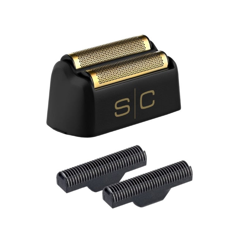 StyleCraft Instinct Shaver replacement gold titanium foil head and black stainless steel cutter set