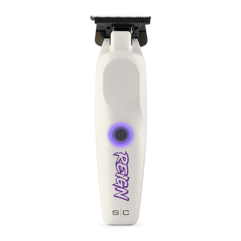 Professional Reign Trimmer in matte white with purple lighting and black accents.