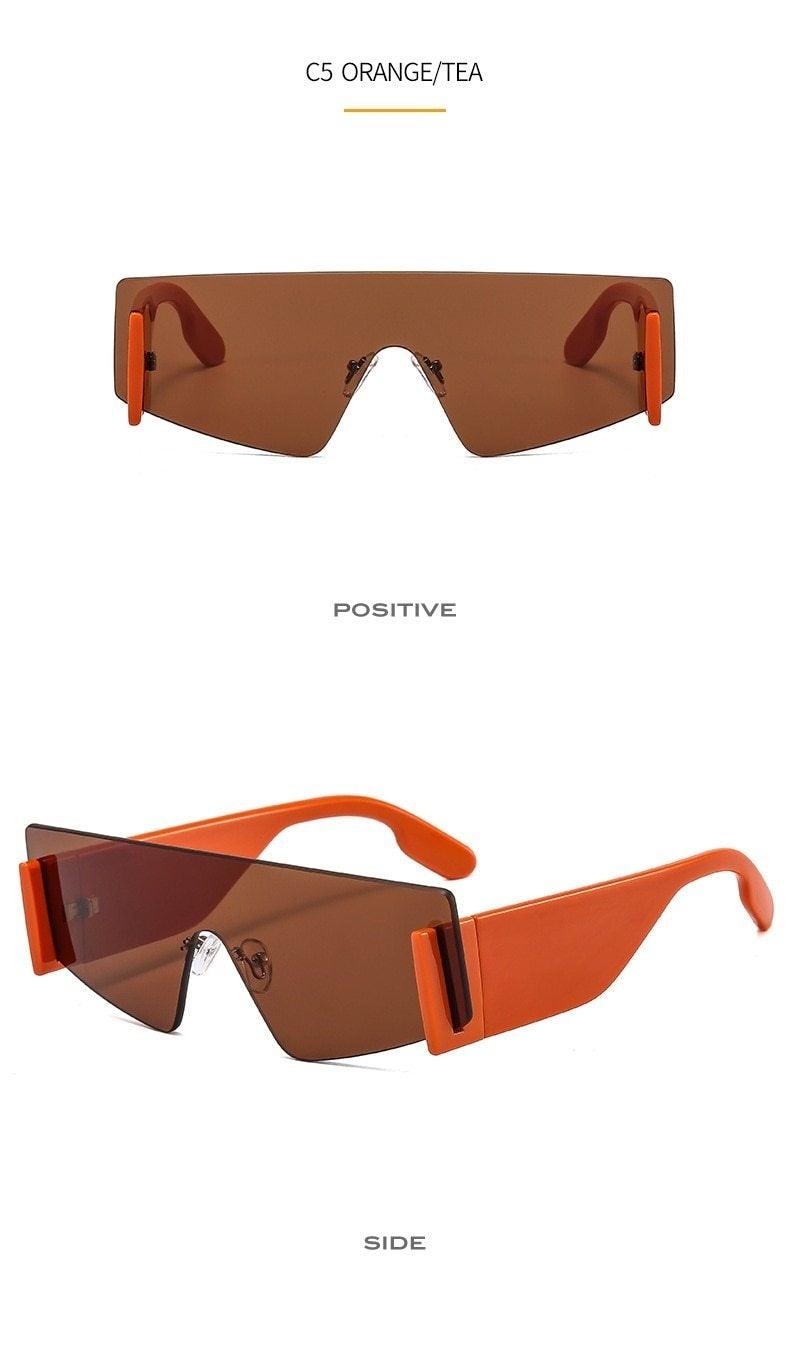 Rimless Square Oversized Sunglasses Retro Streetwear Shades