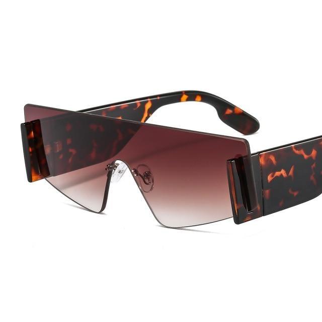 Rimless Square Oversized Sunglasses Retro Streetwear Shades