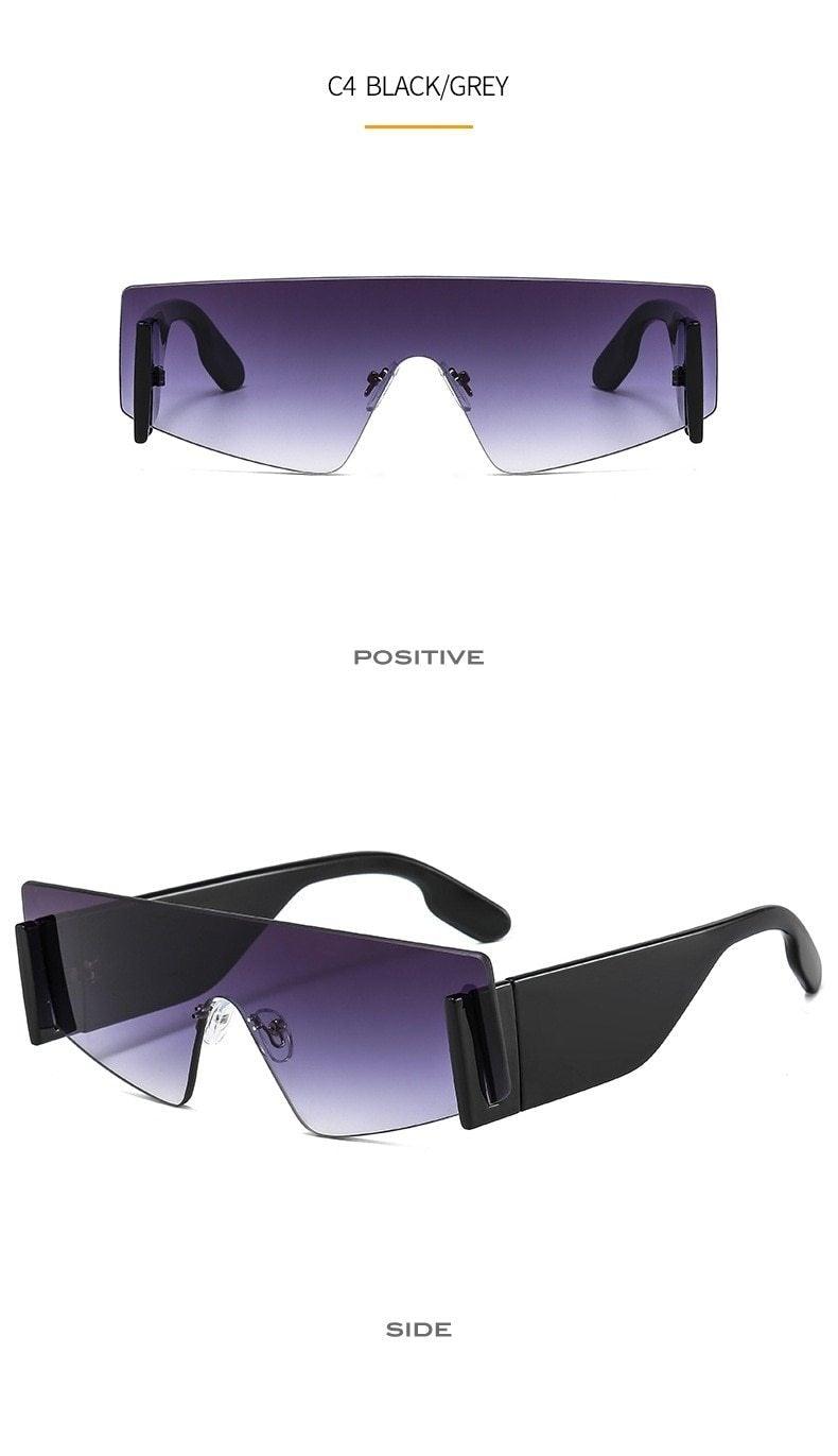Rimless Square Oversized Sunglasses Retro Streetwear Shades