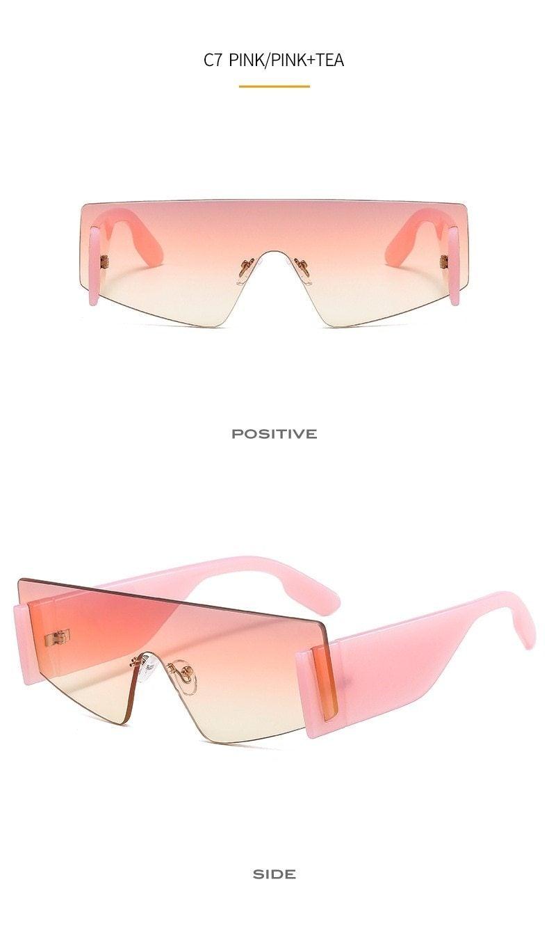 Rimless Square Oversized Sunglasses Retro Streetwear Shades