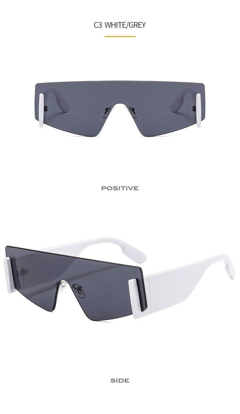 Rimless Square Oversized Sunglasses Retro Streetwear Shades
