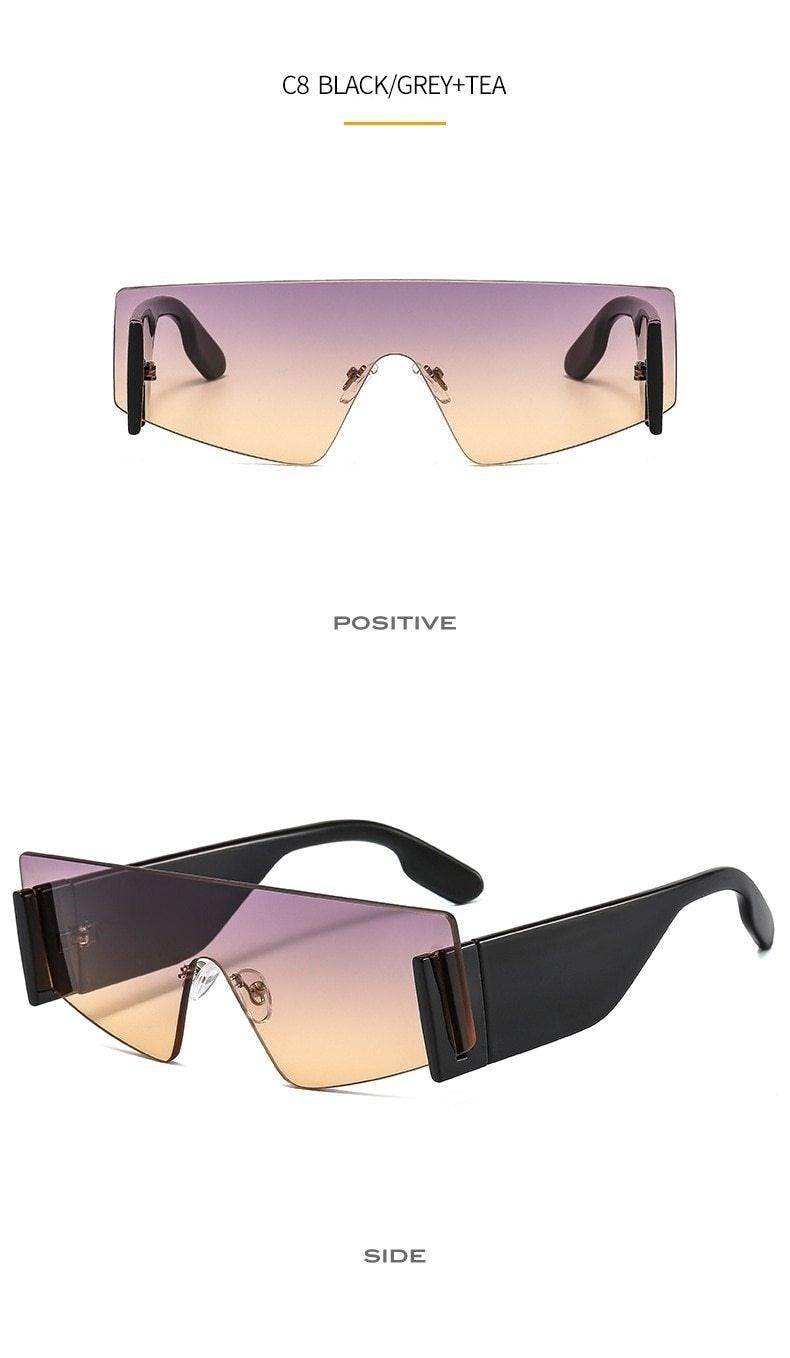Rimless Square Oversized Sunglasses Retro Streetwear Shades
