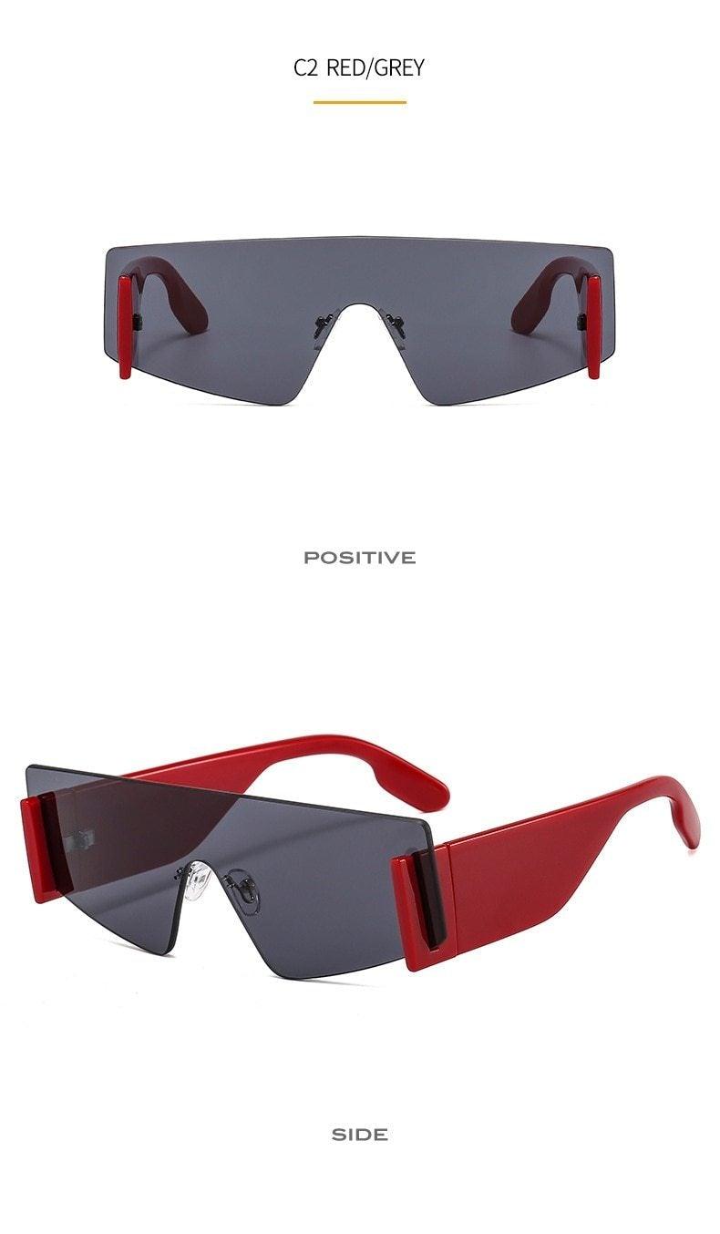 Rimless Square Oversized Sunglasses Retro Streetwear Shades