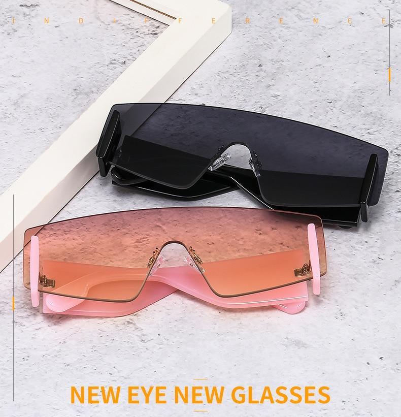 Rimless Square Oversized Sunglasses Retro Streetwear Shades