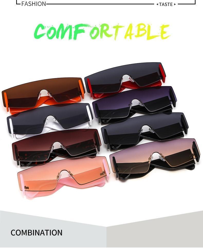 Rimless Square Oversized Sunglasses Retro Streetwear Shades
