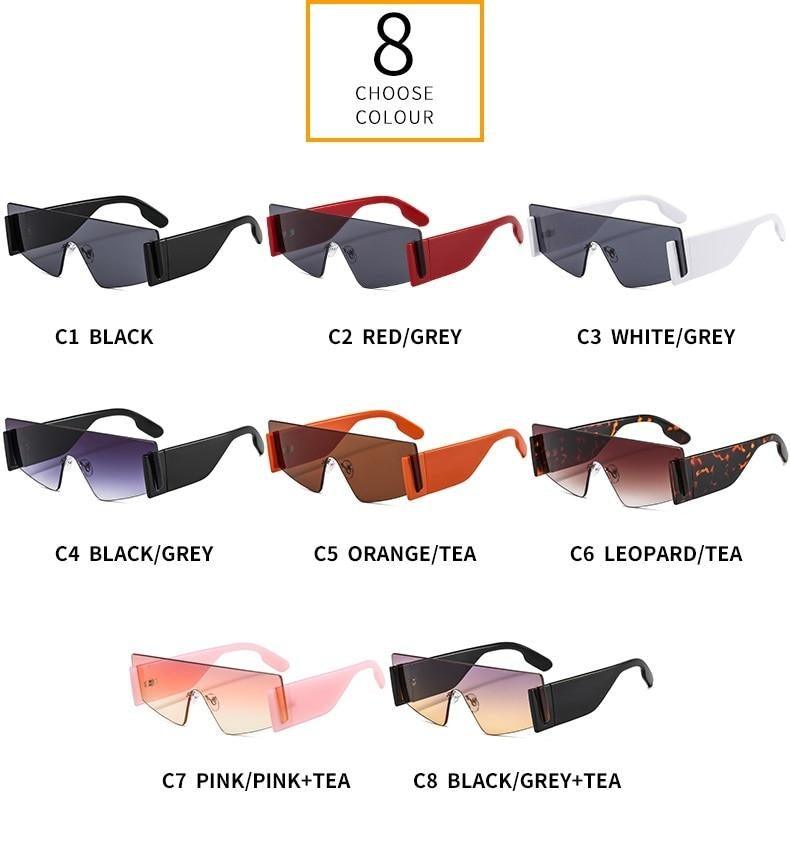 Rimless Square Oversized Sunglasses Retro Streetwear Shades
