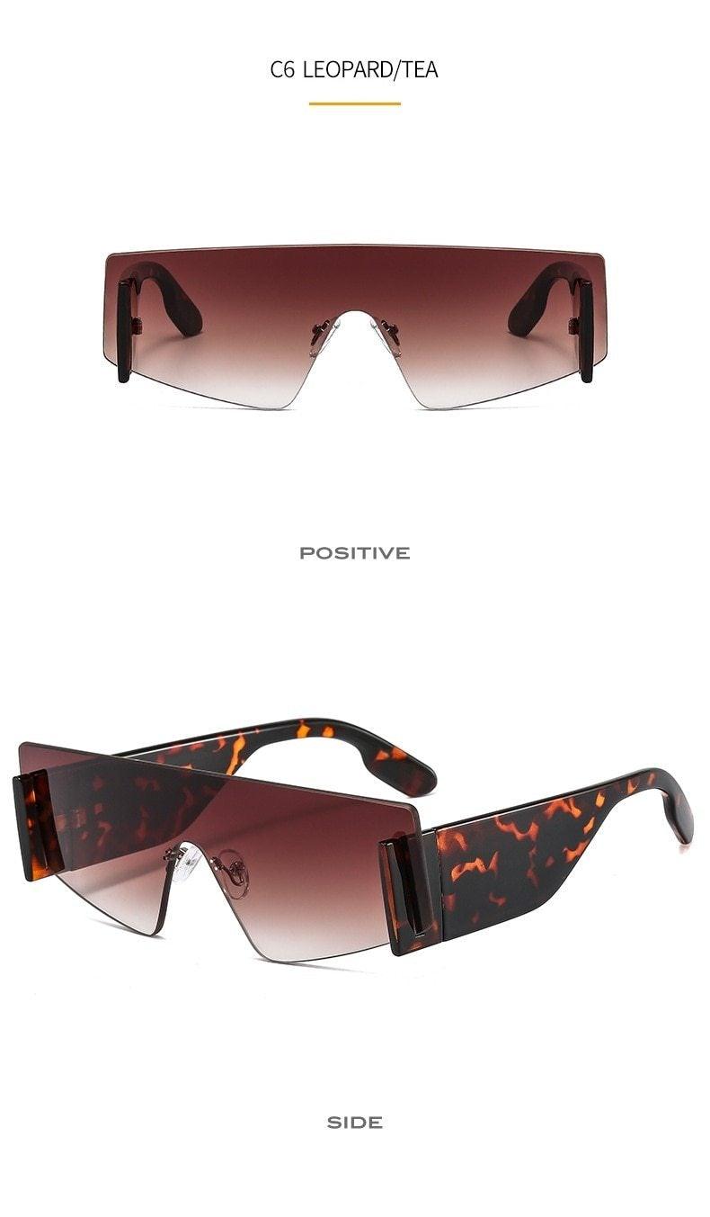Rimless Square Oversized Sunglasses Retro Streetwear Shades