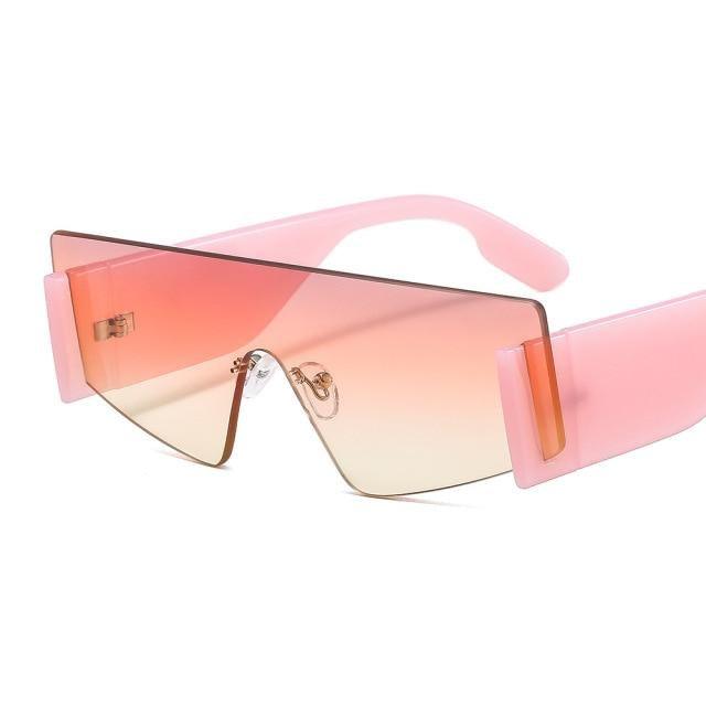 Rimless Square Oversized Sunglasses Retro Streetwear Shades