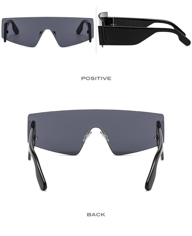 Rimless Square Oversized Sunglasses Retro Streetwear Shades