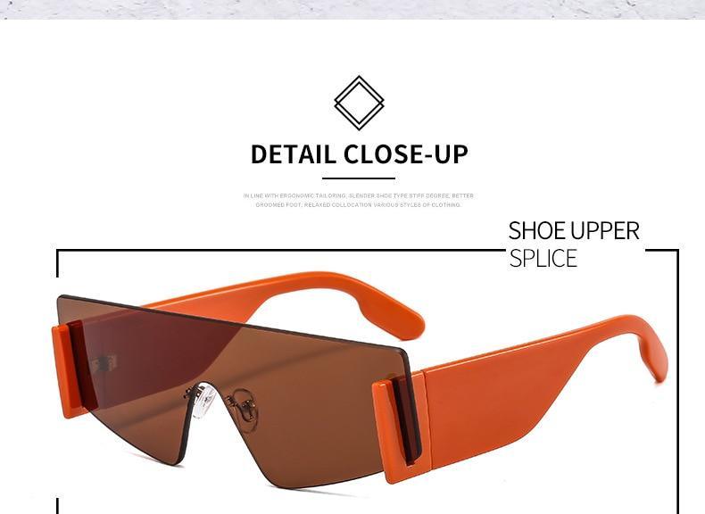 Rimless Square Oversized Sunglasses Retro Streetwear Shades