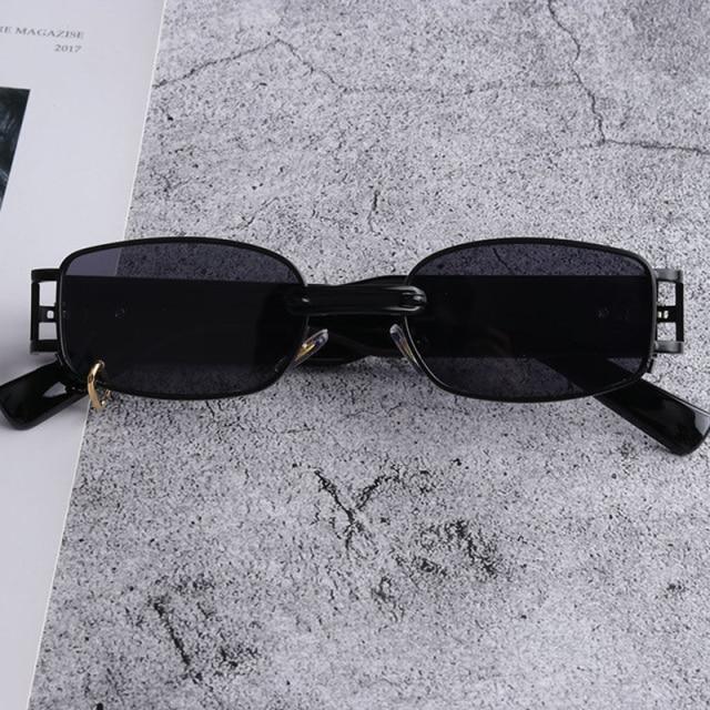 Stylish Square Black Metal Frame Vintage Sunglasses