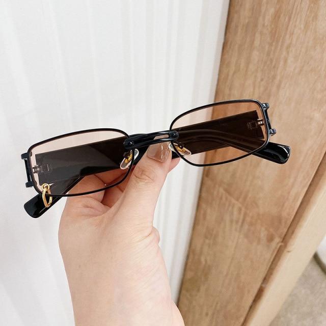 Stylish Square Black Metal Frame Vintage Sunglasses