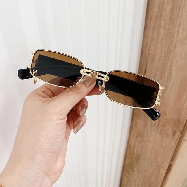 Stylish Square Black Metal Frame Vintage Sunglasses