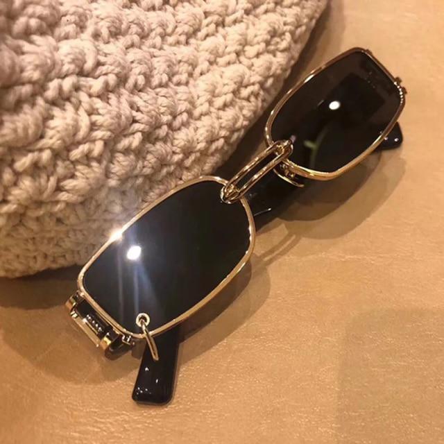 Stylish Square Black Metal Frame Vintage Sunglasses