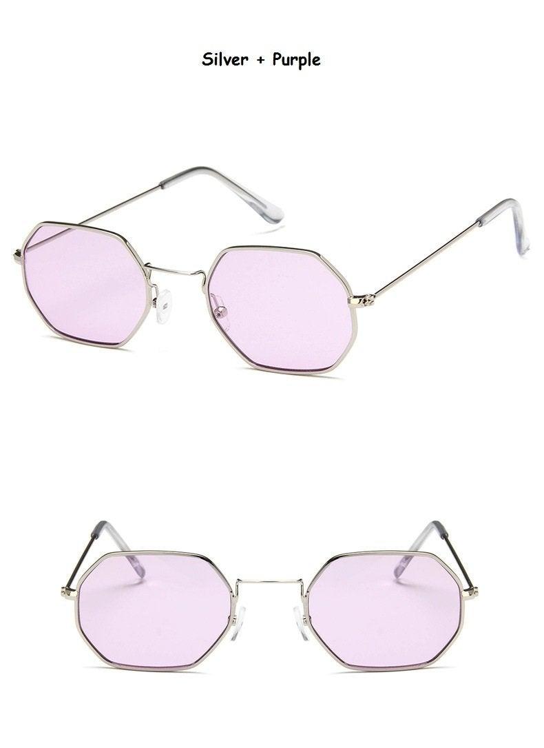 Hexagon Metal Frame Sunglasses for Women - Lightweight UV Eyewear